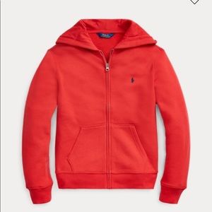 red polo hoodie